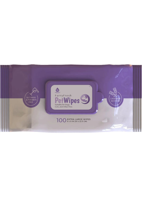 Furry Fresh Pet Wipes - Lavender Scented, 100 Extra Large Wipes