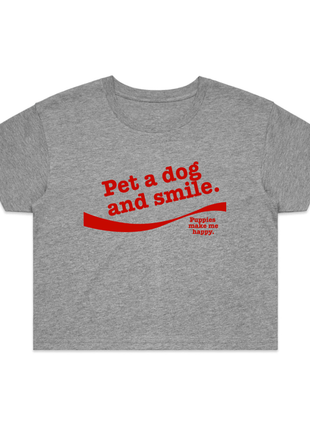 Pet A Dog And Smile Crop Tee | Gift for Dog Lovers | Made in USA