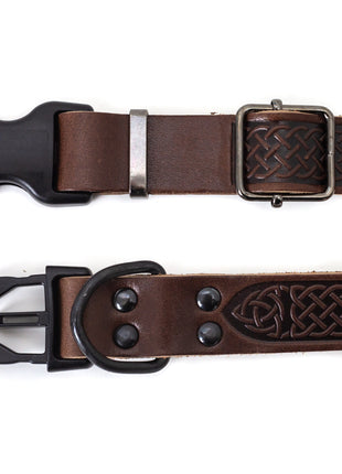 Celtic Sport Chocolate Leather Dog Collar