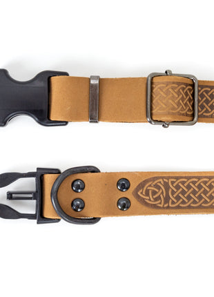 Celtic Sport Khaki Leather Dog Collar