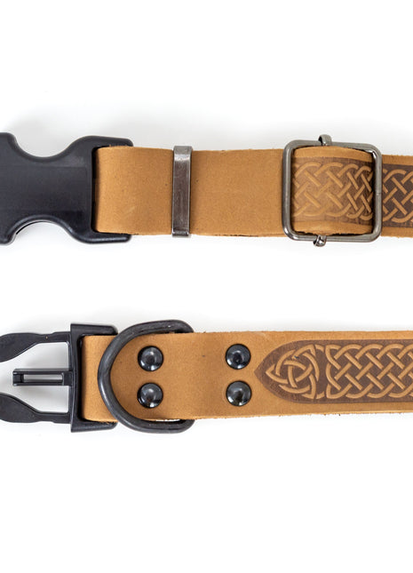 Celtic Sport Khaki Leather Dog Collar