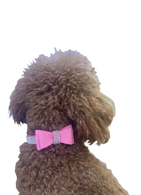 Bow Tie Dog Collar in Pleather, Pink - Pup List
