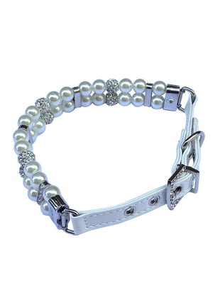 Sparkle & Pearl Dog Collar, Ivory