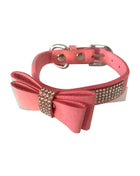 Bow Tie Dog Collar in Pleather, Pink - Pup List