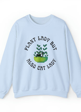 Plant Lady But Also Cat Lady Unisex Heavy Blend™ Crewneck Sweatshirt Sizes SM-5XL | Plus Size Available