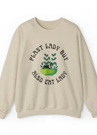 Plant Lady But Also Cat Lady Unisex Heavy Blend™ Crewneck Sweatshirt Sizes SM-5XL | Plus Size Available