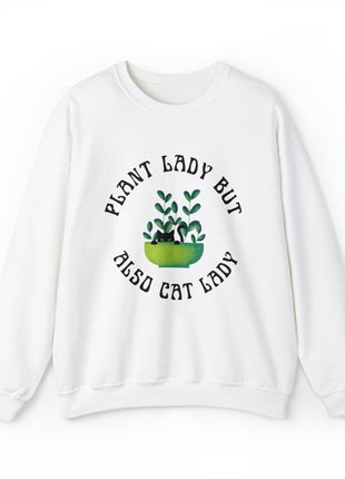 Plant Lady But Also Cat Lady Unisex Heavy Blend™ Crewneck Sweatshirt Sizes SM-5XL | Plus Size Available