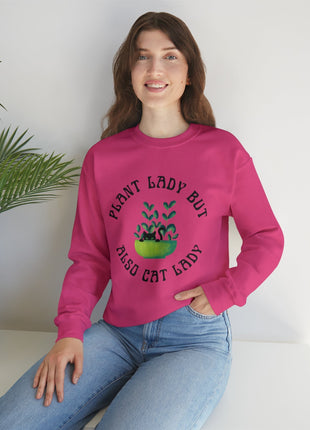 Plant Lady But Also Cat Lady Unisex Heavy Blend™ Crewneck Sweatshirt Sizes SM-5XL | Plus Size Available