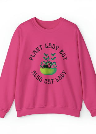 Plant Lady But Also Cat Lady Unisex Heavy Blend™ Crewneck Sweatshirt Sizes SM-5XL | Plus Size Available