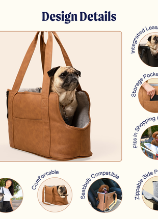 PupTote™ 3-in-1 Faux Leather Dog Carrier Bag - Black