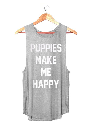 Puppies Make Me Happy |  Women's Sleeveless Tank | Made in USA