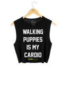 Walking Puppies is My Cardio Leopard Print | Crop Tank