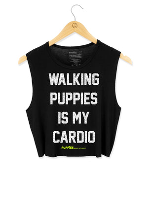 Walking Puppies is My Cardio Leopard Print | Crop Tank