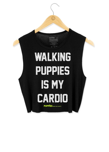 Walking Puppies is My Cardio Leopard Print | Crop Tank