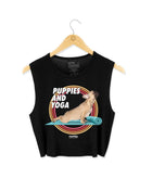 Puppies & Yoga Crop Tank | Gift for Dog Moms Who Do Yoga | Made in USA