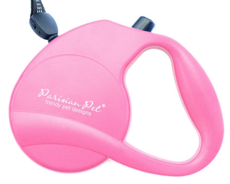 Parisian Pet 'Retractable Leash M' for Dogs & Cats – Stylish 16-Foot Retractable Dog Leash with Ergonomic Handle, Pink