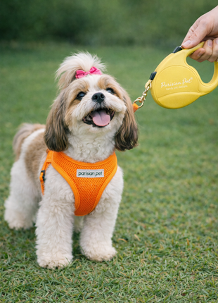 Parisian Pet 'Retractable Leash M' for Dogs & Cats – 16-Foot Durable Leash for Dogs Up to 44 lbs, Yellow