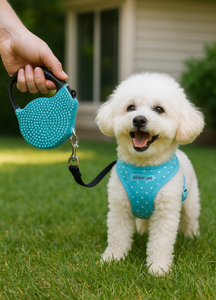 Parisian Pet 'Crystal Retractable Leash Blue' for Dogs & Cats – Durable Retractable Pet Leash with Comfortable Grip