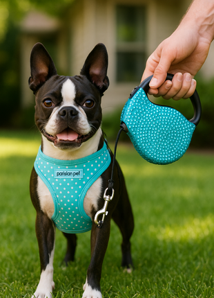 Parisian Pet 'Crystal Retractable Leash Blue' for Dogs & Cats – Durable Retractable Pet Leash with Comfortable Grip