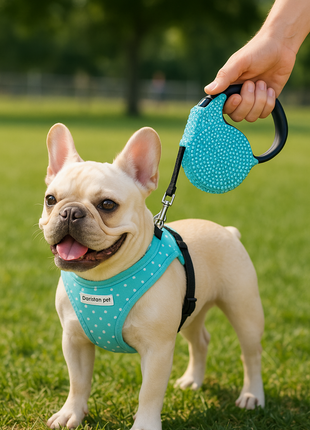 Parisian Pet 'Crystal Retractable Leash Blue' for Dogs & Cats – Durable Retractable Pet Leash with Comfortable Grip