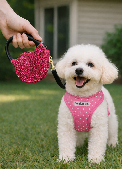 Parisian Pet 'Crystal Retractable Leash Dark Pink' for Dogs & Cats – Durable, Stylish 16-Foot Leash with Ergonomic Handle - Pup List