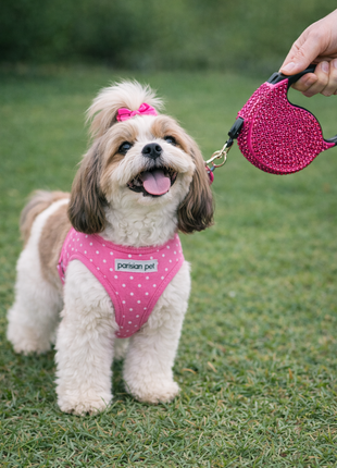 Parisian Pet 'Crystal Retractable Leash Dark Pink' for Dogs & Cats – Durable, Stylish 16-Foot Leash with Ergonomic Handle - Pup List