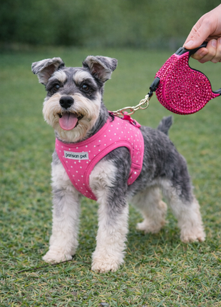 Parisian Pet 'Crystal Retractable Leash Dark Pink' for Dogs & Cats – Durable, Stylish 16-Foot Leash with Ergonomic Handle - Pup List
