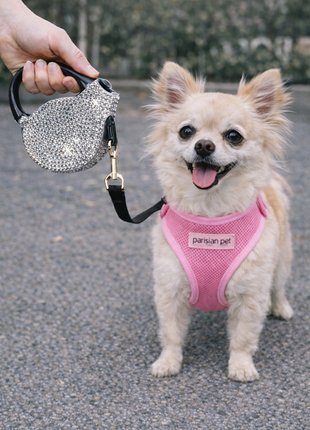 Parisian Pet 'Crystal Retractable Leash Silver' for Dogs & Cats – Durable, Stylish 16-Foot Leash with Comfortable Grip - Pup List