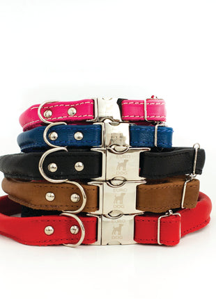 Rolled Style Light Brown Leather Quick-Release Dog Collar