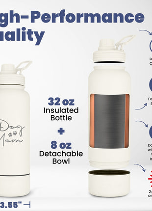 Dog + Human Water Bottle with Detachable Dog Bowl