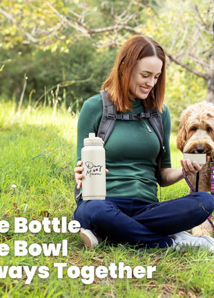 Dog + Human Water Bottle with Detachable Dog Bowl