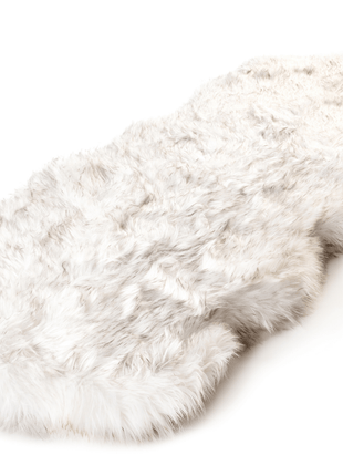 PupRug® Runner Faux Fur Memory Foam Dog Bed - Curve White with Brown Accents