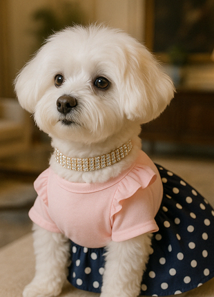 Parisian Pet 'Nautical Dress' for Dogs and Cats, Sleeveless Designer Beach Dress, Comfortable Pet Clothing, Pink & Navy