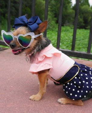 Parisian Pet 'Nautical Dress' for Dogs and Cats, Sleeveless Designer Beach Dress, Comfortable Pet Clothing, Pink & Navy