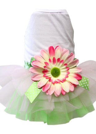 Parisian Pet 'Sunflower Dress' for Dogs and Cats, Designer Sleeveless, Summer Pet Apparel, Green