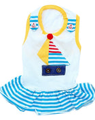 Parisian Pet 'Boat Dress' for Dogs and Cats, Designer Dog Dress, Tropical Apparel, Yellow Blue Red White