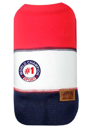 Parisian Pet 'World Champion Tank' Dog & Cat Shirt – Comfortable Embroidered Cotton Tank, Perfect for Vacation – Red