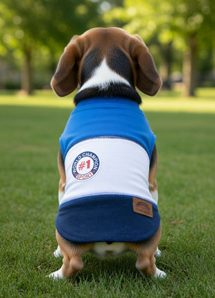 Parisian Pet 'World Champion Tank' Dog & Cat T-Shirt – Trendy Cotton, Lightweight & Comfortable Summer Apparel – Blue - Pup List
