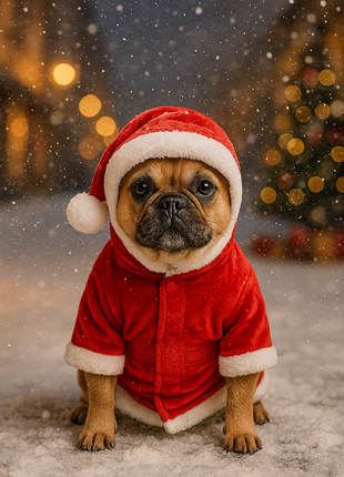 Parisian Pet 'Santa Claus Hoodie' for Dogs and Cats, Dog Christmas Holiday Apparel, Red