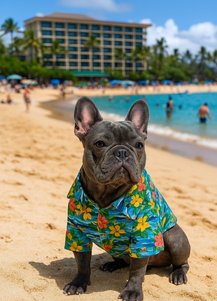 Parisian Pet 'Hawaiian Camp' Dog & Cat Shirt – Lightweight Cotton, Stylish Vacation Pet Apparel – Blue