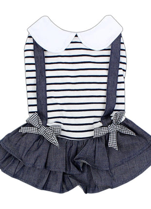 Parisian Pet 'Preppy Girl Dress' Dog & Cat Shirt – Designer Comfortable Pet Apparel – Dark Blue -Valentine's Day