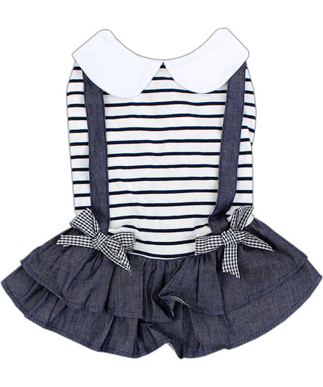 Parisian Pet 'Preppy Girl Dress' Dog & Cat Shirt – Designer Comfortable Pet Apparel – Dark Blue -Valentine's Day