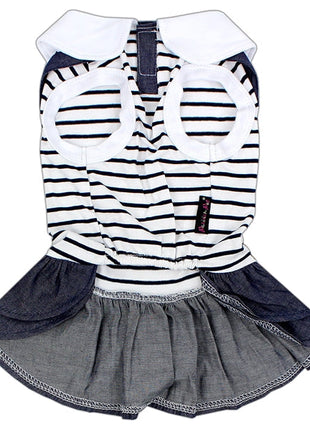 Parisian Pet 'Preppy Girl Dress' Dog & Cat Shirt – Designer Comfortable Pet Apparel – Dark Blue -Valentine's Day