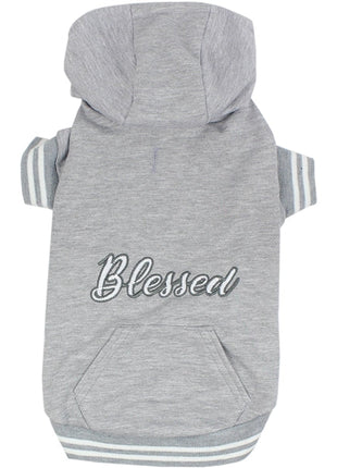 Parisian Pet 'Blessed Hoodie' in Gray - Trendy Pet Hoodie for Dogs & Cats, Perfect for Fall & Winter