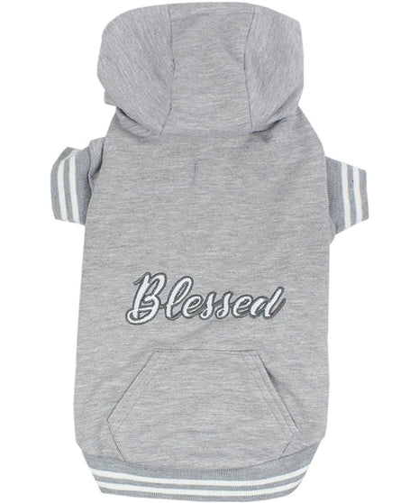Parisian Pet 'Blessed Hoodie' in Gray - Trendy Pet Hoodie for Dogs & Cats, Perfect for Fall & Winter