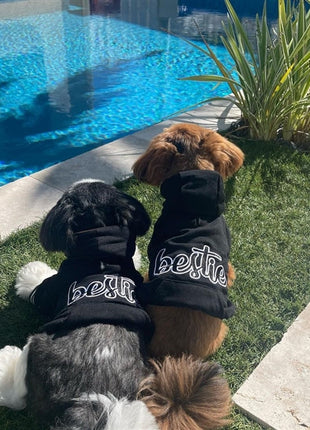Parisian Pet 'Bestie Hoodie' in Black - Trendy Pet Hoodie for Dogs & Cats, Perfect for Fall & Winter-Valentine's Day