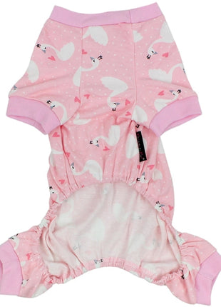 Parisian Pet 'Pink Swan' Pajama for Dogs & Cats, Luxury Pet Sleepwear, Cozy Dog Pajama Set-Valentine's Day