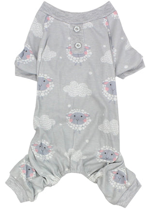 Parisian Pet 'Grey Sheep' Pajama for Dogs & Cats, Designer Pet Sleepwear, Cozy Dog Pajama Set, Grey