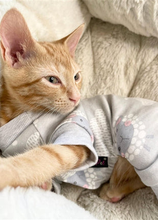 Parisian Pet 'Grey Sheep' Pajama for Dogs & Cats, Designer Pet Sleepwear, Cozy Dog Pajama Set, Grey
