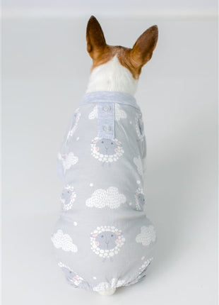 Parisian Pet 'Grey Sheep' Pajama for Dogs & Cats, Designer Pet Sleepwear, Cozy Dog Pajama Set, Grey